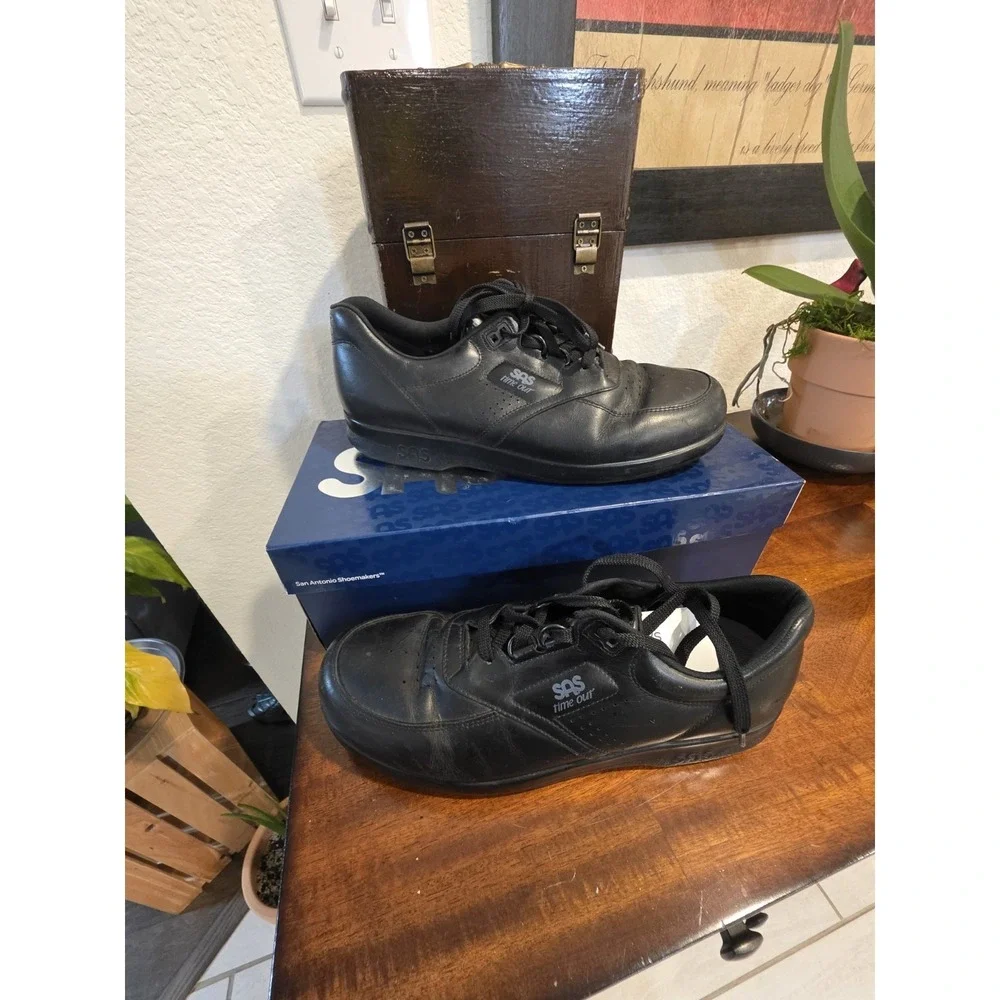 2 SAS Mens Time Out Walking Shoe Oxford Sneaker‎ Black Leather Diabetic Size 11